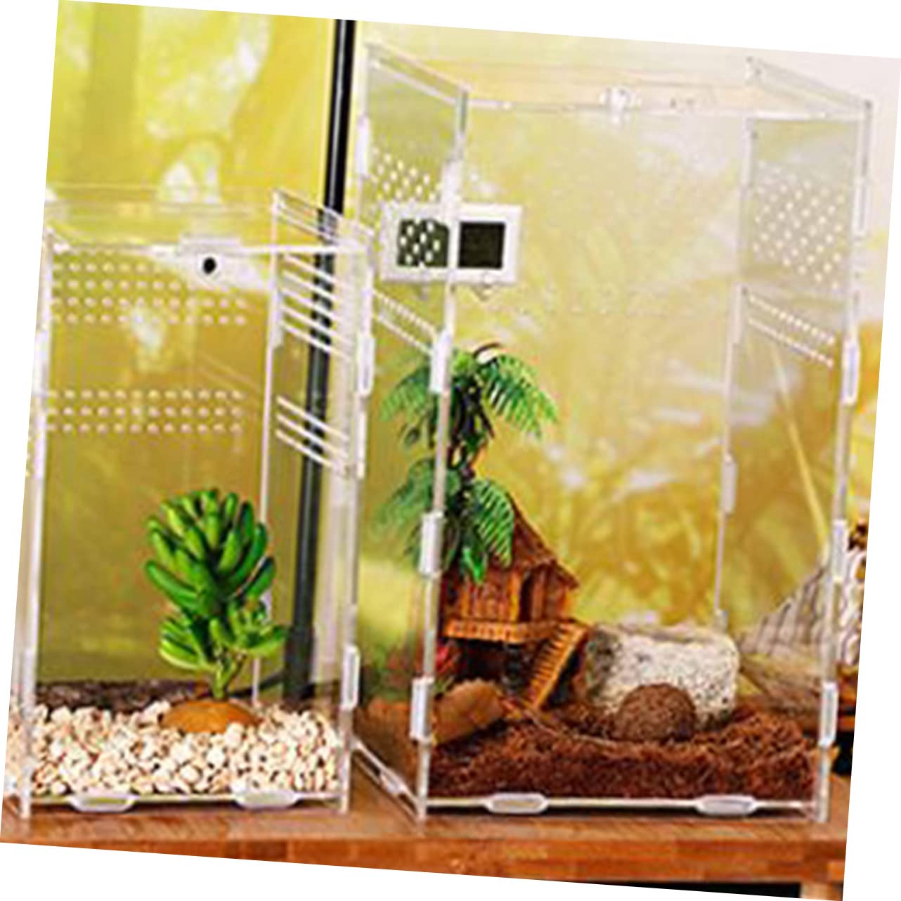Toyvian Terrarium und Magnetischer Aufzuchtbox mit Stabilem Belüftungssystem für Reptilien aus Acryl zur Zucht und Haltung für Schildkröten und Spinnen