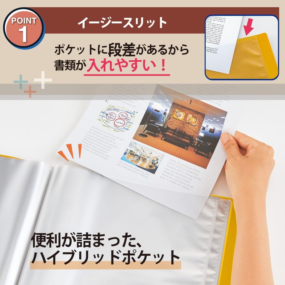 Plus Super Economy Clear File + A4 40 Pocket, Yellow, 5 Pack