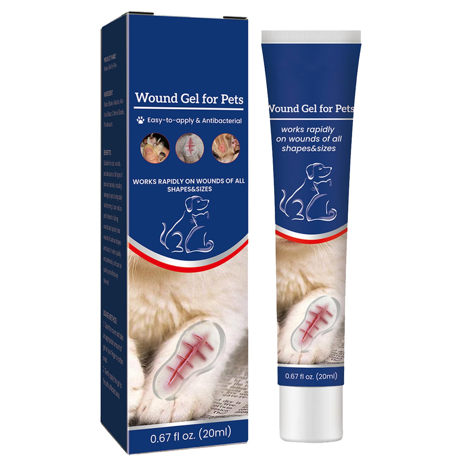 Gel Apaisant pour Les Plaies pour Chats et Chiens,Gel de Nettoyage pour Animaux de Compagnie,Gel Soin des Plaies pour Animaux,Gel de Cicatrisation pour Animaux de Compagnie