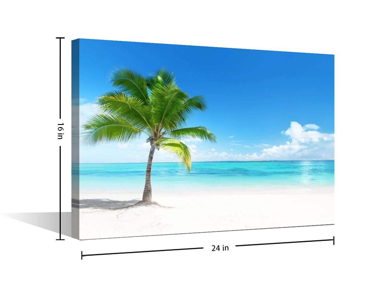 Wall Art Canvas Art Paintings for Room Decor Beautiful Tropical View of Palm Tree on The Beach Picture Prints On Canvas for Home Decor Modern Giclee Framed Ready to Hang(24" W x 16" H) - Image 2
