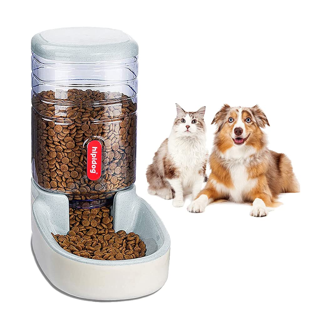 NeoStyle Automatic Dog Cat Feeder and Water Dispenser, 3.8L Large Capacity Dog Water Dispenser Dog Food Dispenser Set for Small, Medium and Large Pets (gray, food feeder)
