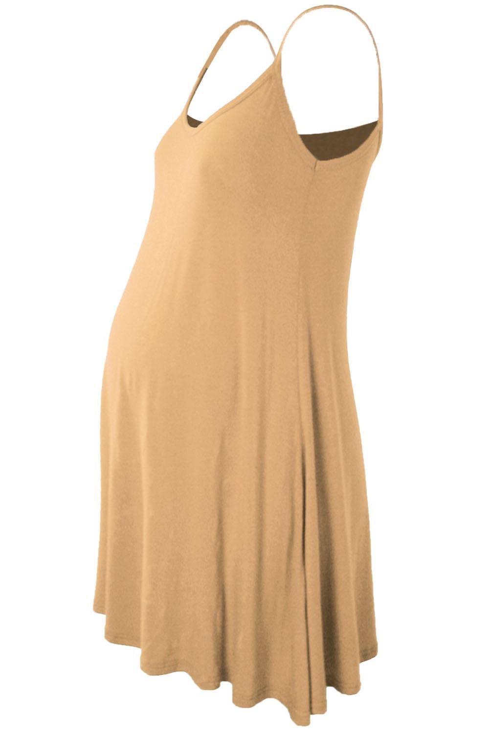 Hamishkane Ladies Maternity Plain Sleeveless Floaty Flare Strappy Swing Cami Dress Top