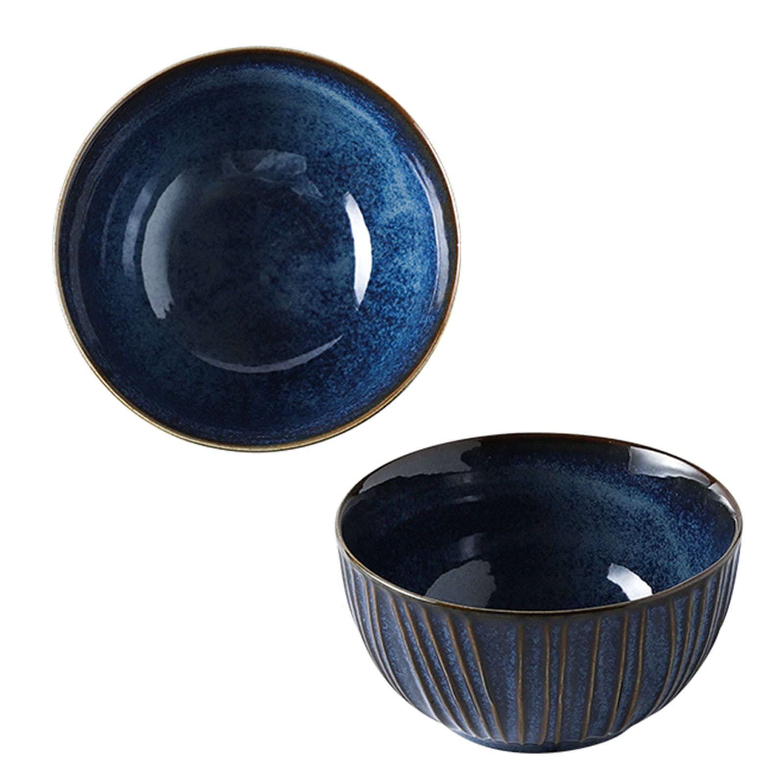 Duże ceramiczne miski do serwowania, zestaw 2 sztuk, niebieska miska na płatki śniadaniowe na śniadanie, mała głęboka miska sałatkowa do zupy, niebieska, 750 ml, 25 ml