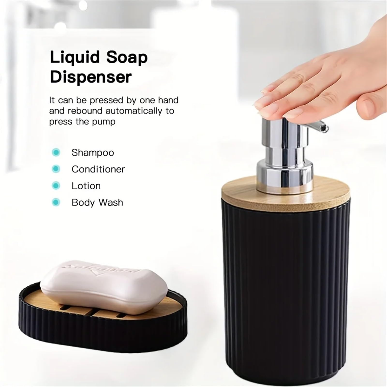 Conjunto De Accesorios De Baño Set de accesorios de baño, conjunto de colección de baño, 6 uds., incluye papelera y cepillo for inodoro, bote de basura, dispensador de jabón, soporte for cepillo de di