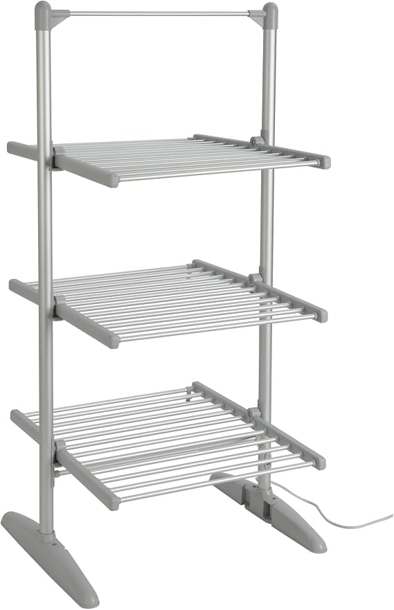 Rediffusion Clothes Airer, 3 Tier, Electric, 36 Heated Rails, 21m Hanging Space, 30kg Weight Capacity, Indoor Airer, Energy Efficient, 147 x 73 x 70cm, Silver - REDH08