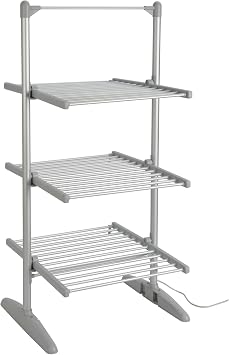 Rediffusion Clothes Airer, 3 Tier, Electric, 36 Heated Rails, 21m Hanging Space, 30kg Weight Capacity, Indoor Airer, Energy Efficient, 147 x 73 x 70cm, Silver - REDH08