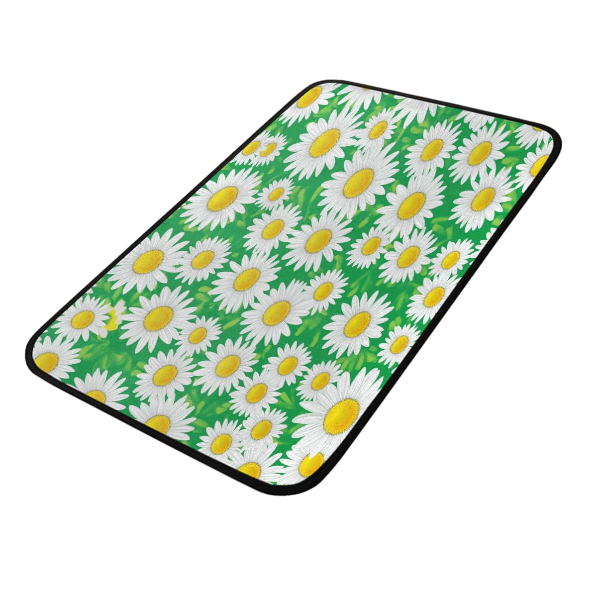 Paillasson 100x50 cm marguerites vert vif avec base antidérapante
