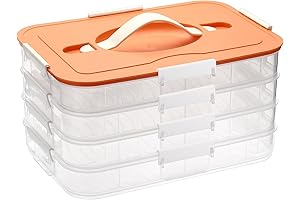 BTSKY Plastic Cookie Sheet with Lid - 4-Layer Orange Cookie Carrier