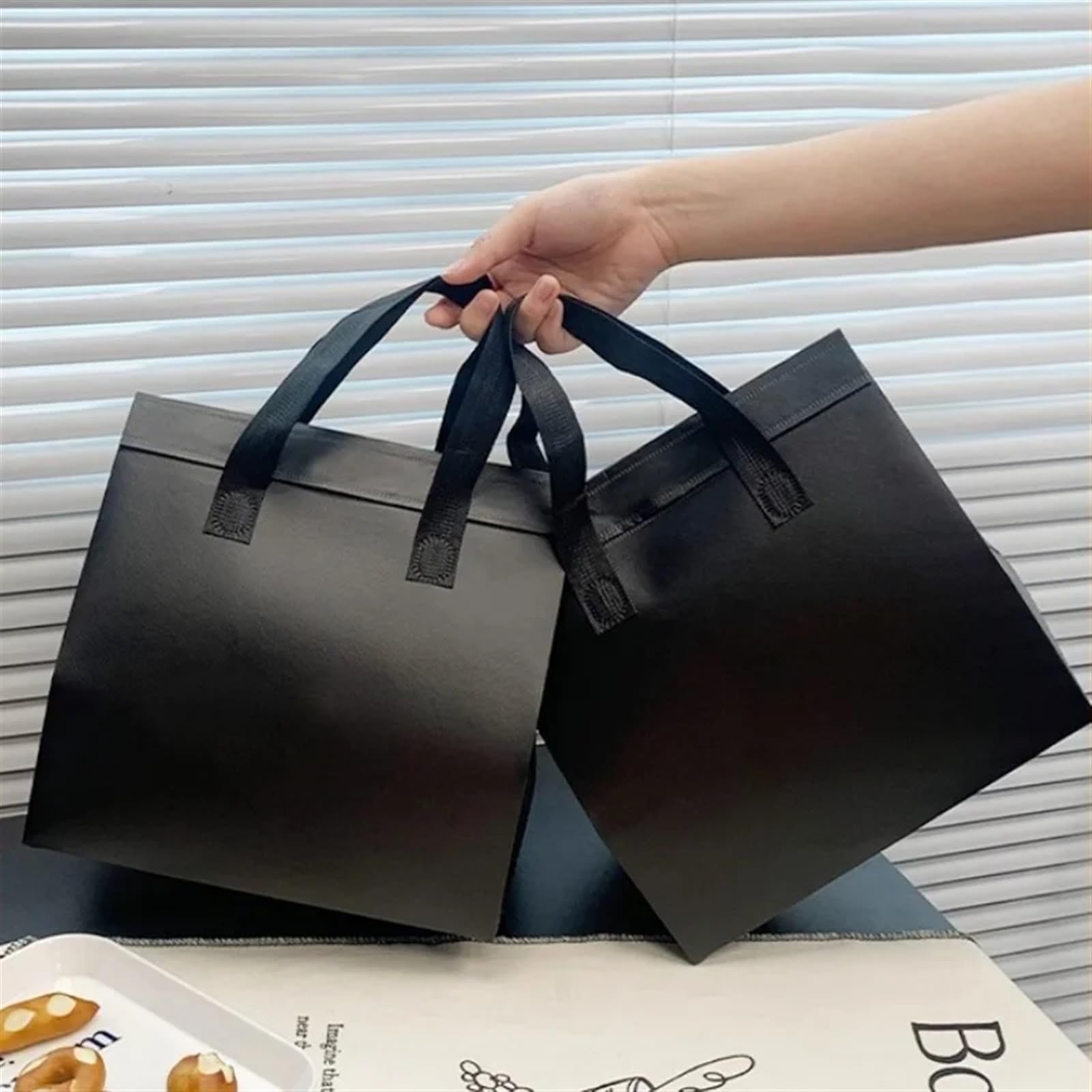 Bolsa IsotéRmica Para Comida 10 bolsas de aislamiento no tejidas en blanco y negro, bolsa de tela portátil for alimentos, pasteles, bebidas, paquete for mantener el calor, bolsa de entrega Termica Por
