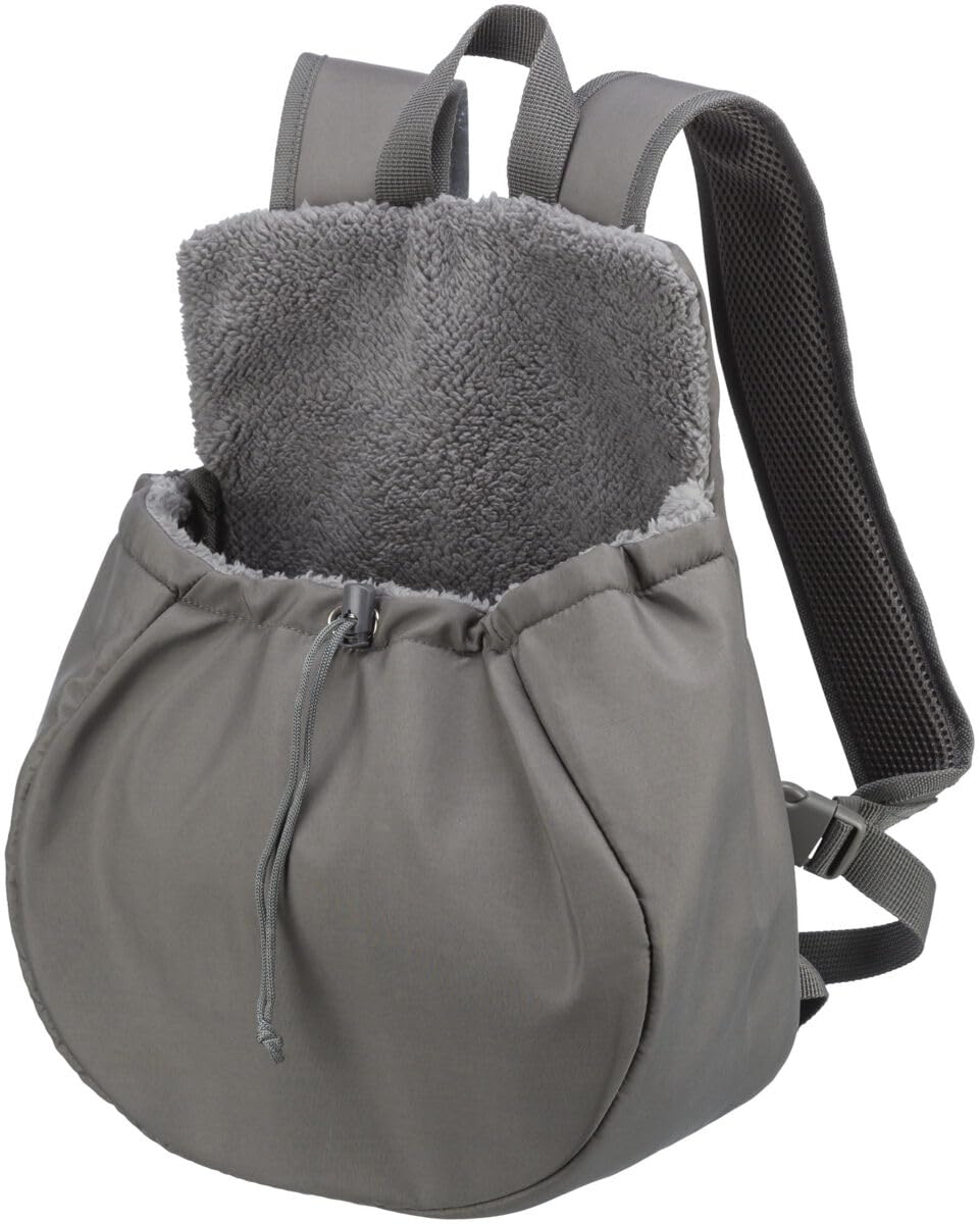 TRIXIE Front Bag Molly for Dogs, Grey - Dog Carrier up to 4 kg with Waist Belt & Integrated Short Leash, Polyester Dog Carry Bag 25 x 38 x 17 cm – 28946