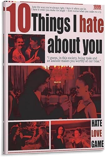 LRefiozas Single Hanging Picture 10 Things I Hate About You Canvas Poster - Retro 90s Romance Comedy Movie Art Print Home Decor for Bedroom Living
