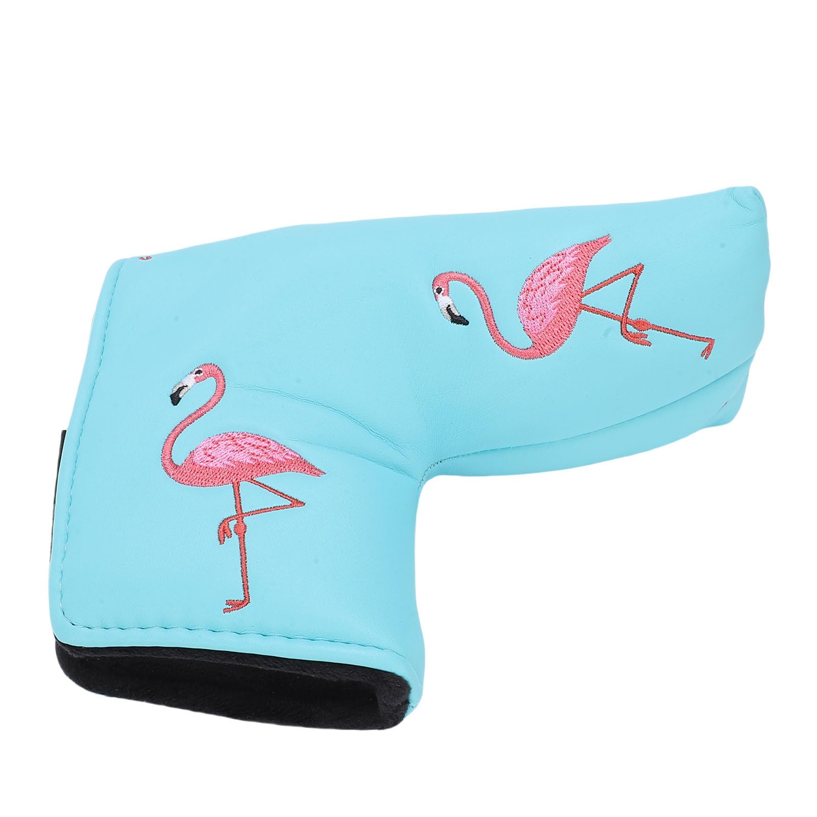 Eacam Mallet Magnetic Putter Headcover, Flamingo Stickerei Mallet Putter Headcover, Wasserdichtes PU-Leder, Plüschfutter, Himmelblau, Eleganz und
