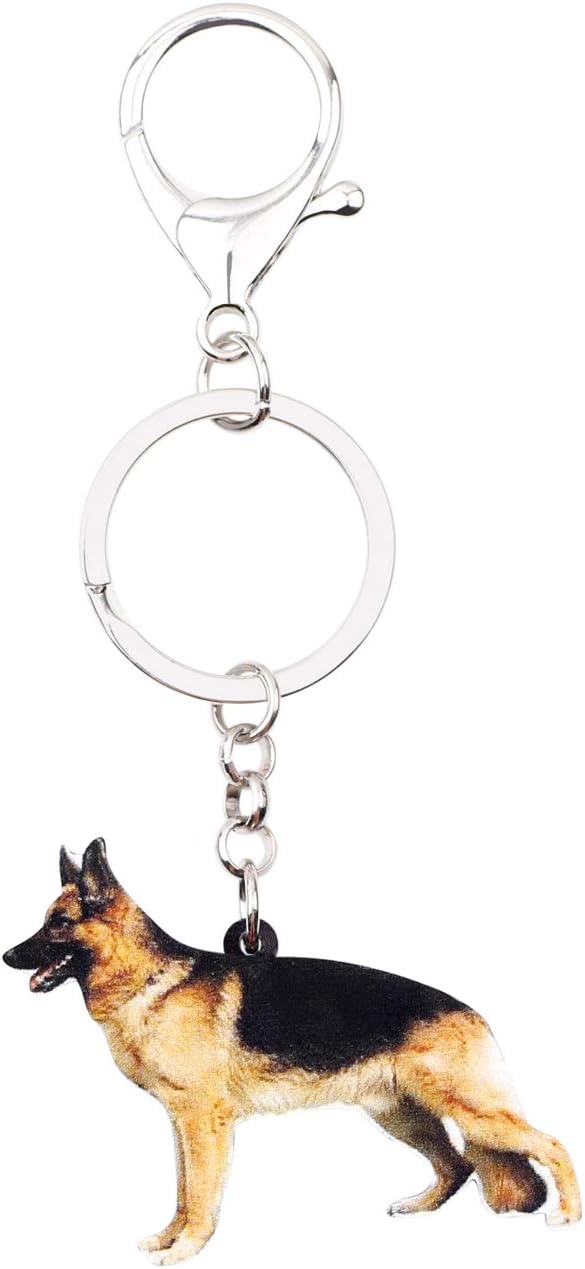 NEWEI Acrylic German Shepherd Dog Keychains Animal Rings Purse Car For Women Girls Ladies Charms Pets Gift - Image 4