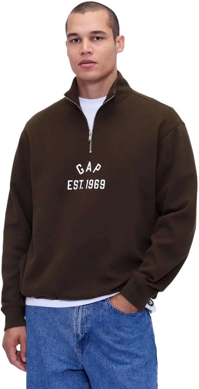 GAP Men's Logo Half Zip Drawstring Fleece