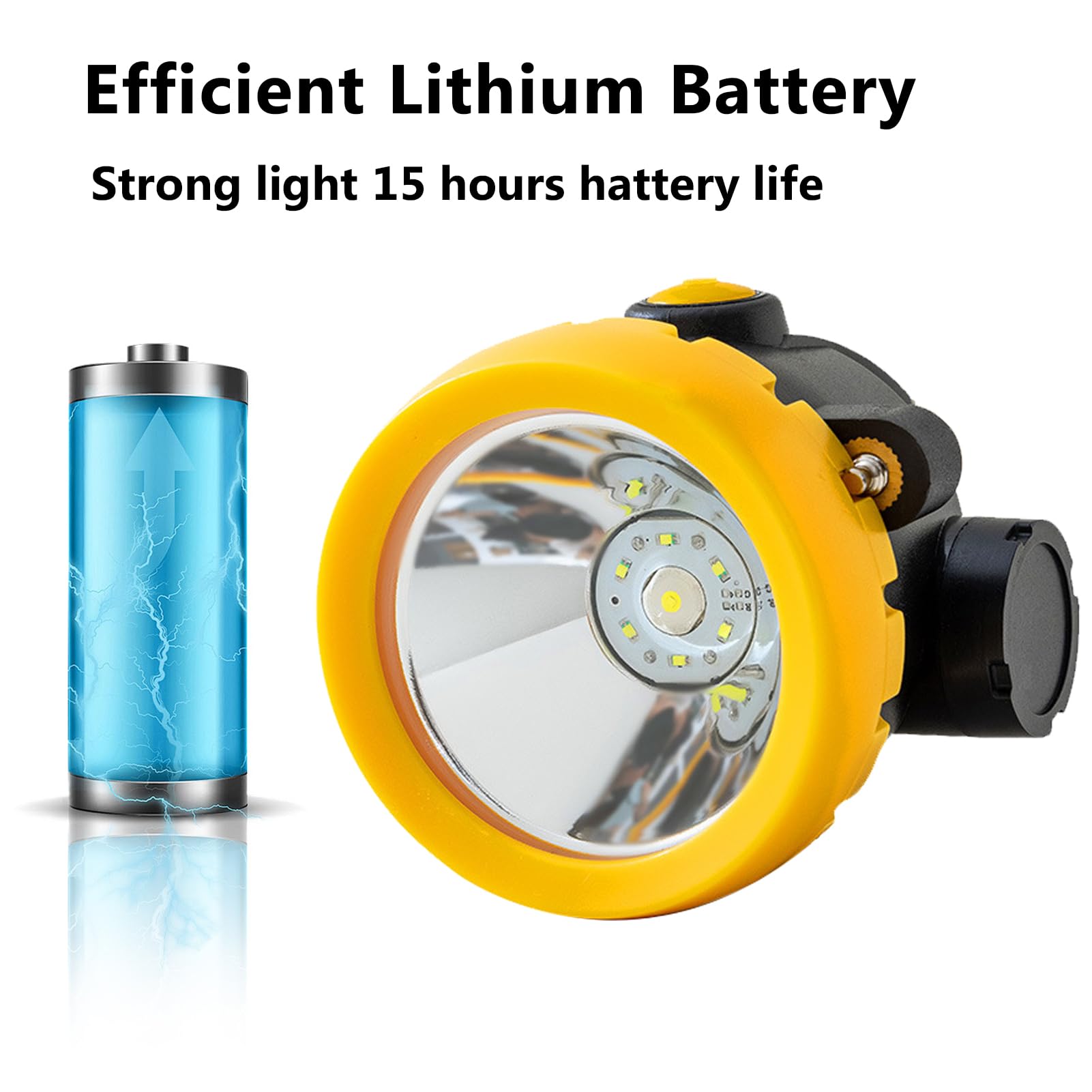 Lampe Frontale De SéCurité pour Mineurs, AntidéFlagrante, éTanche, Rechargeable, pour Casque De Chantier (Jaune)