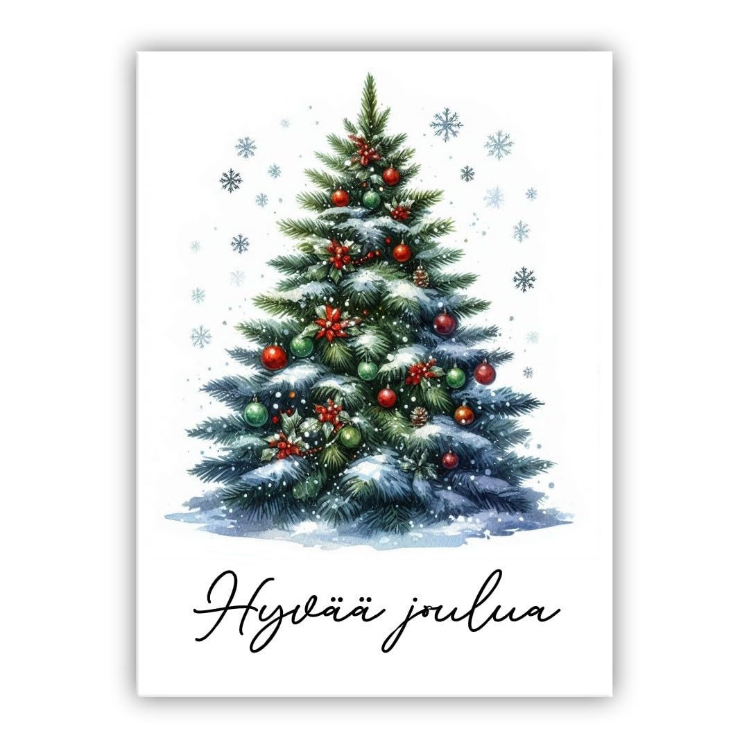 Multilingual Christmas Card – Merry Christmas Card in different languages (• Finnish – Hyvää joulua)