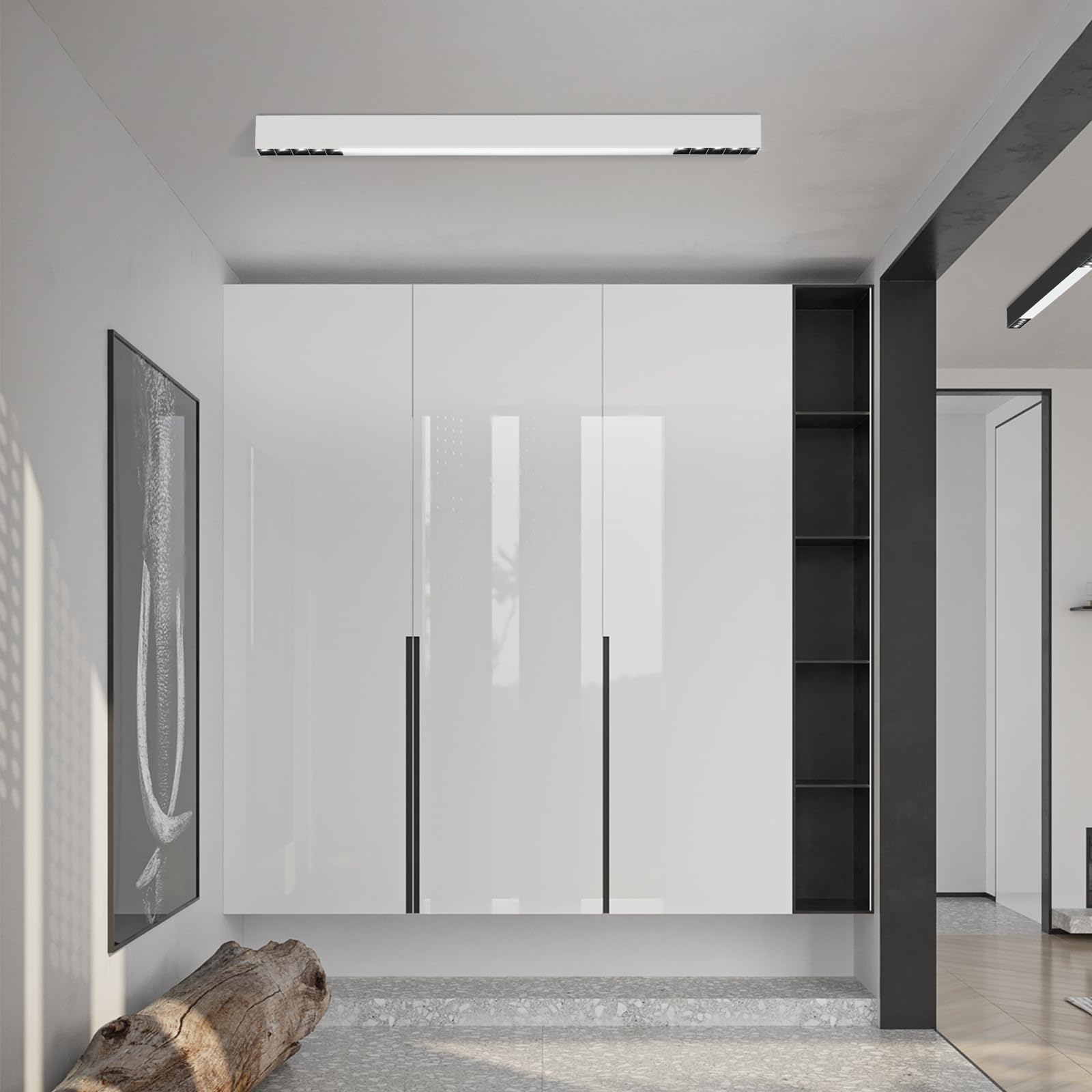 Glitzerlife LED 107cm Czarny Panel Oświetlenie Sufitowe do Salonu i | Sypialni 32W Moderne Wydajne Zdalne Zmienne Światło Idealne dla Małych