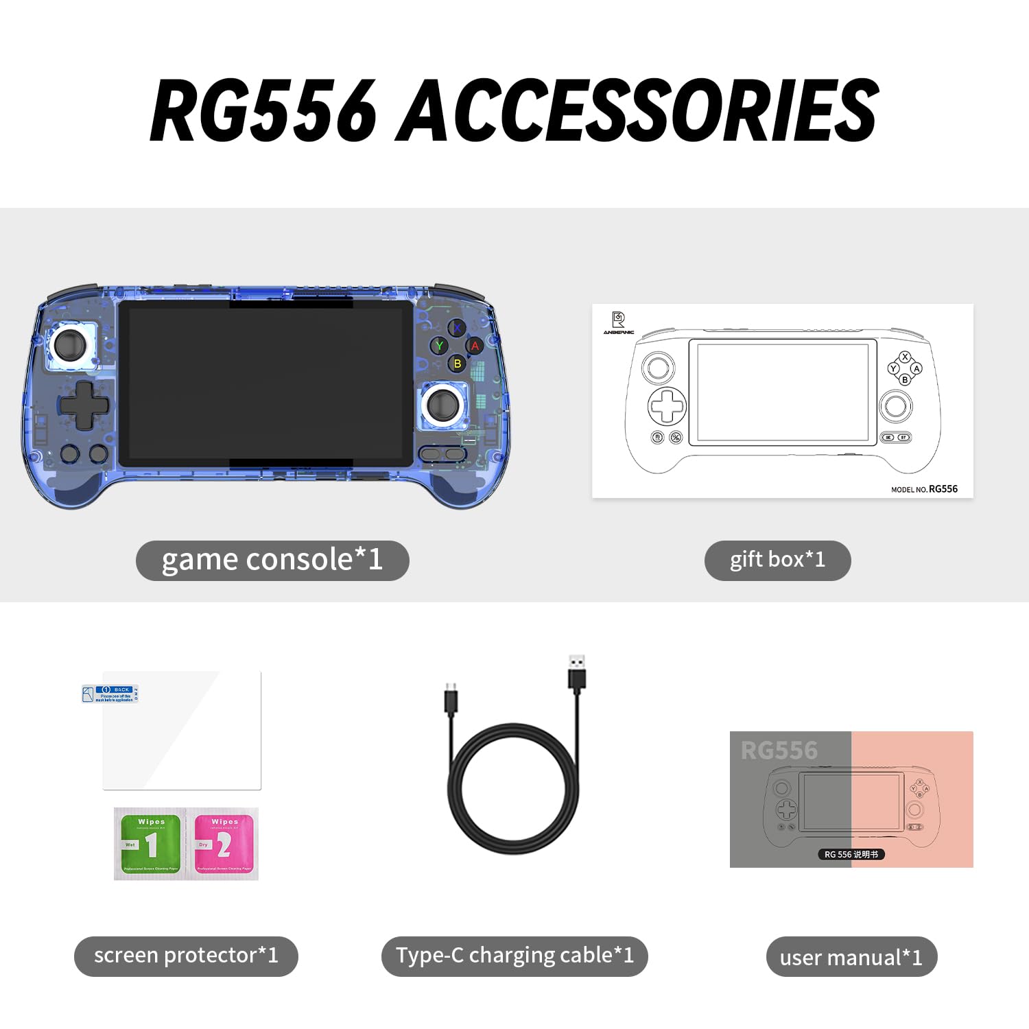 Console di gioco portatile retrò RG556 Android 13, RG 556 Console di gioco portatile con touch screen OLED da 5,48 pollici, RG556 supporta DP e WiFi Bluetooth con batteria Hall Rocker da 5500 mAh