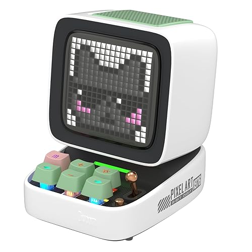 Divoom Ditoo Retro Pixel Art Game Bluetooth Speaker with 16X16 LED App Controlled Front Screen (White) - White