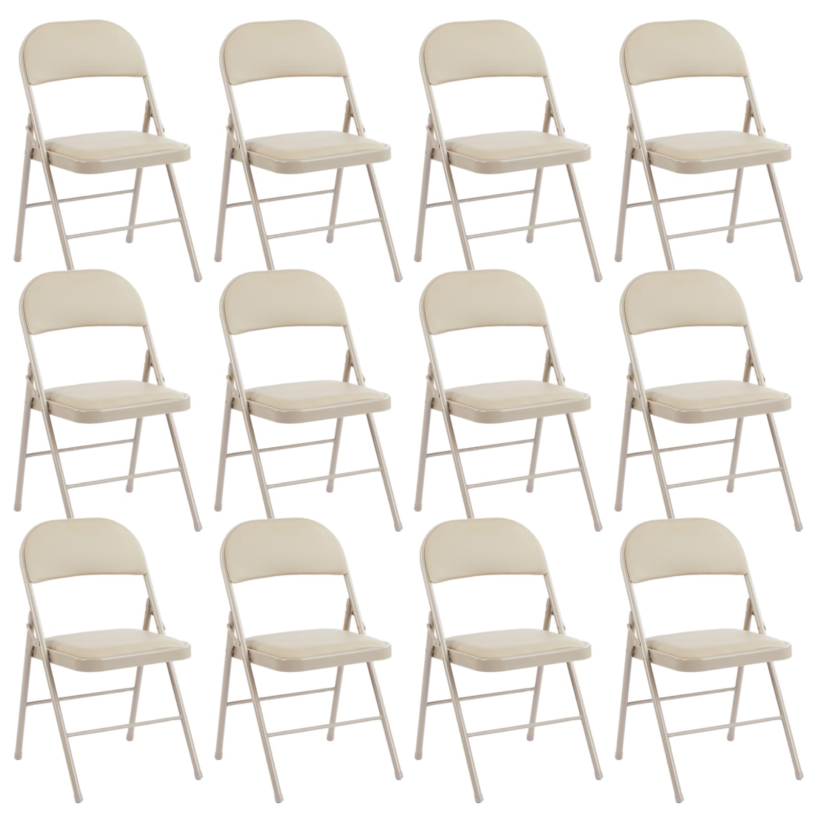 Folding Chairs for Outside, Outdoor & Indoor Event Portable, Comfortable and Lightweight, 12 pack, Khaki
