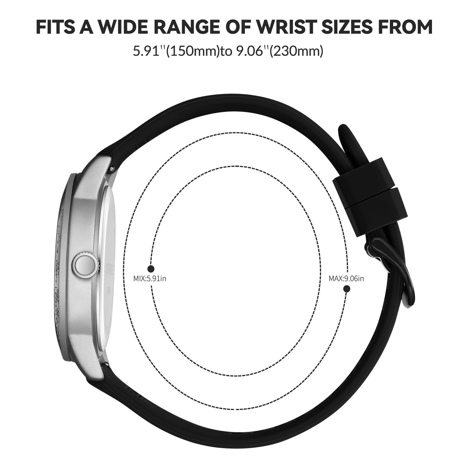 Orologio da polso da uomo, facile da leggere, impermeabile, con cinturino in silicone, 24 ore su 24, stile militare, tattico, casual