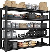Darubtes Heavy Duty 5-Tier Steel Garage Shelving Unit 72"H x 62"W x 23.5"D - 3000lb Capacity Industrial Storage Rack Black