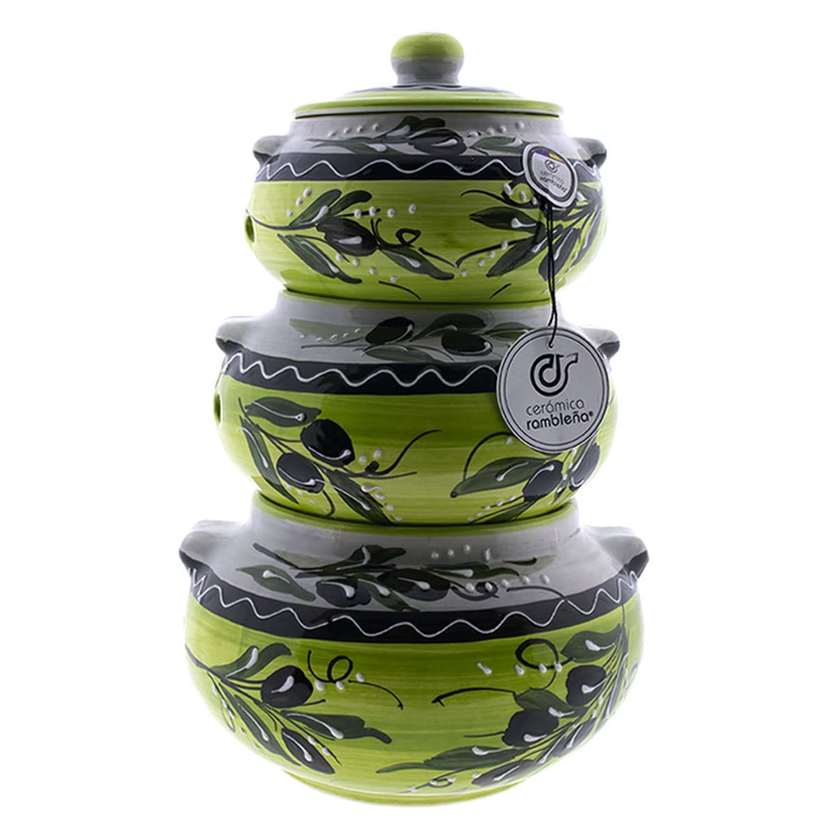 Céramique Bocaux de Cuisine - Pyramide Modèle 01 pour Pommes de Terre, Ail, Oignons - Décoration 100% Faite Main, 22 x 22 x 32 cm