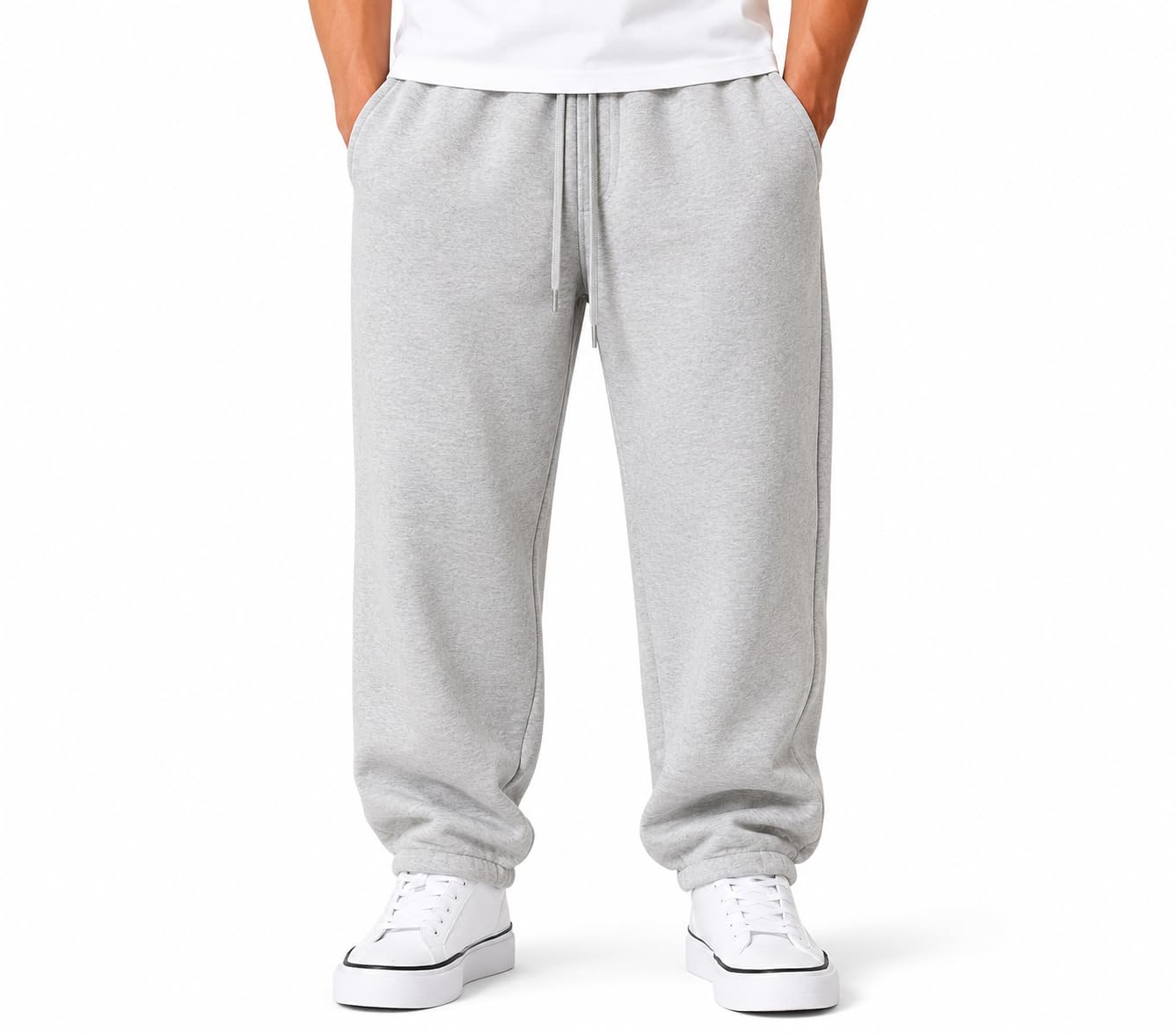 Men's/Unisex Open Bottom Drawstring Pure Cotton Stretchable Baggy Jogger Pants-picture-55