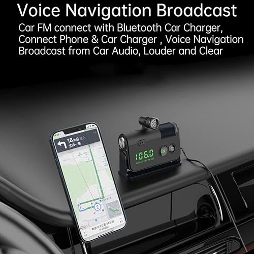 Miniatura 7 de WYYHAA Transmisor Bluetooth Fm, 2 micrófonos y QC3.0 + Tipo-C PD 18W HiFi Bass, adaptador Bluetooth para automóvil compatible con llamadas manos