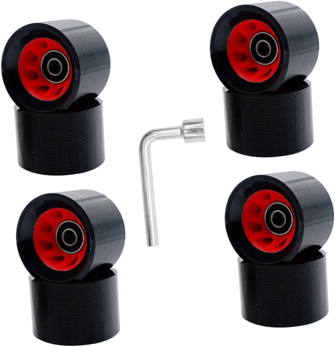 DOITOOL Double-row Roller Skates Wheels 95a Pu Skating Replacement Wheels 8pcs with Wrench Suitable for Inline and Roller Skating Sports Outdoors