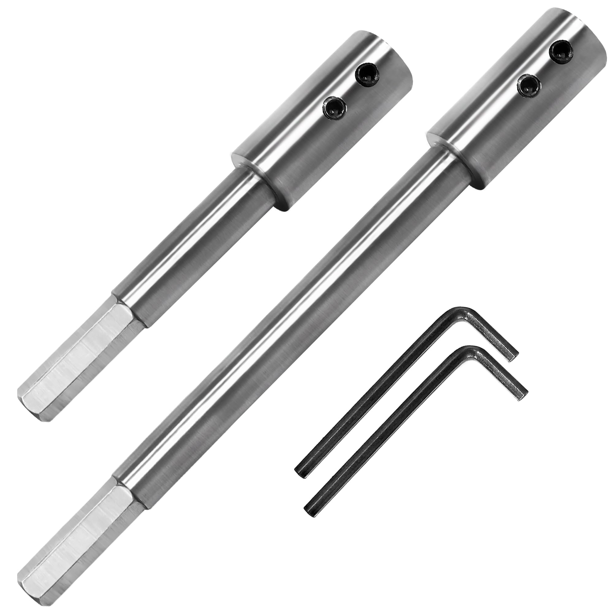 ASNOMY 2Pcs 4.5" & 7" Extra Long Forstner Drill Bit Extension for Adding Over 3-1/4" & 5-3/4" of Drilling Depth to Your 3/8" Round or Hex Shafts