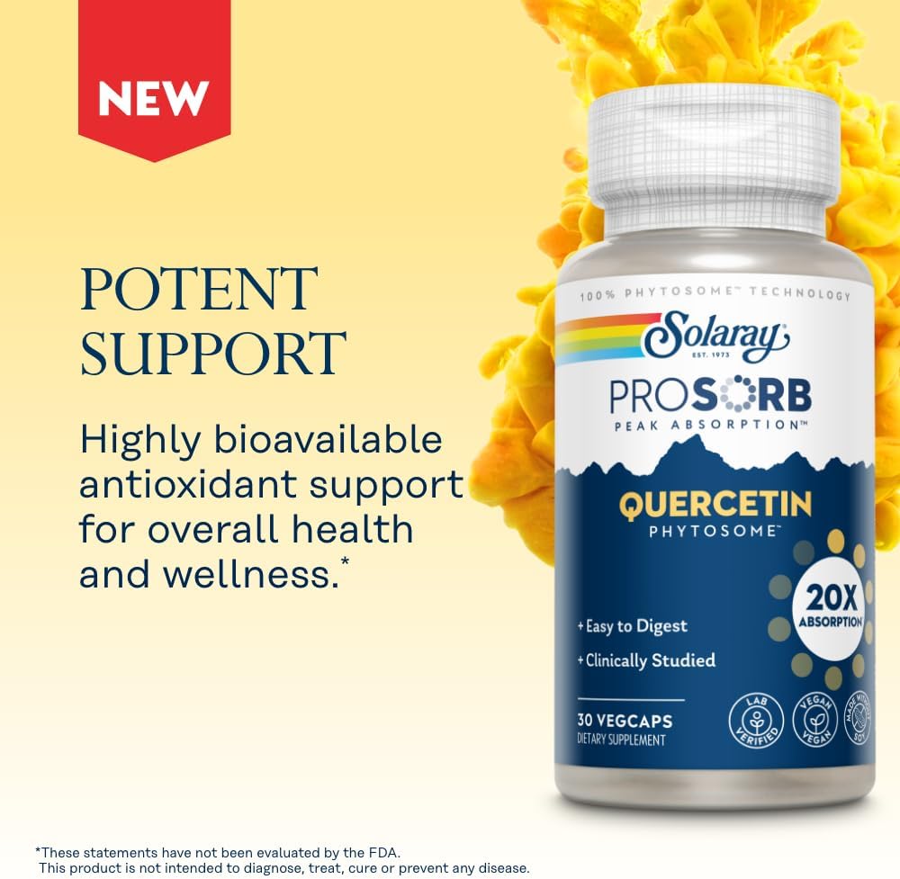 SOLARAY Quercetin Phytosome - 20X Absorption - Easy-to-Digest Antioxidants Supplement for Overall Health Support - Vegan and Made Without Soy - 60-Day Guarantee - 30 Servings, 30 VegCaps - Image 7