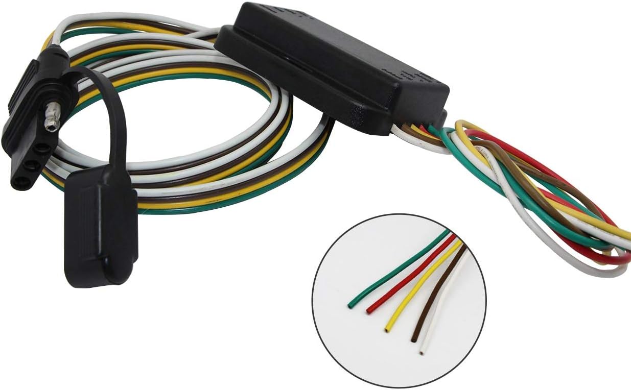 NEWSUN® Trailer Electrical Bundle: Complete 7 Pin Plug & 7 Way Socket Set (Blade Connector, Heavy Duty Mounting Bracket, Waterproof) + 3-Way to 2-Way Tail Light Converter (100% Copper, 5-Wire to 4-Pin