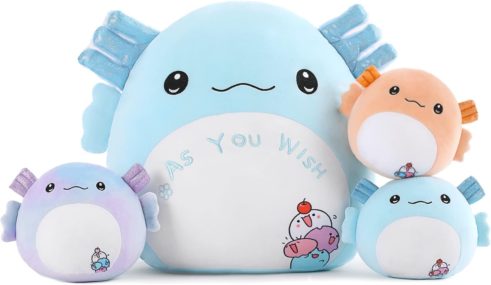 16” Large Axolotl Plush Toy Throw Pillow - Jumbo Axolotl Stuffed Animals with Babies - Squishy and Cuddly Axolotl Plushie for Girlfriend,Kids,Teens, 4 Pieces in Total