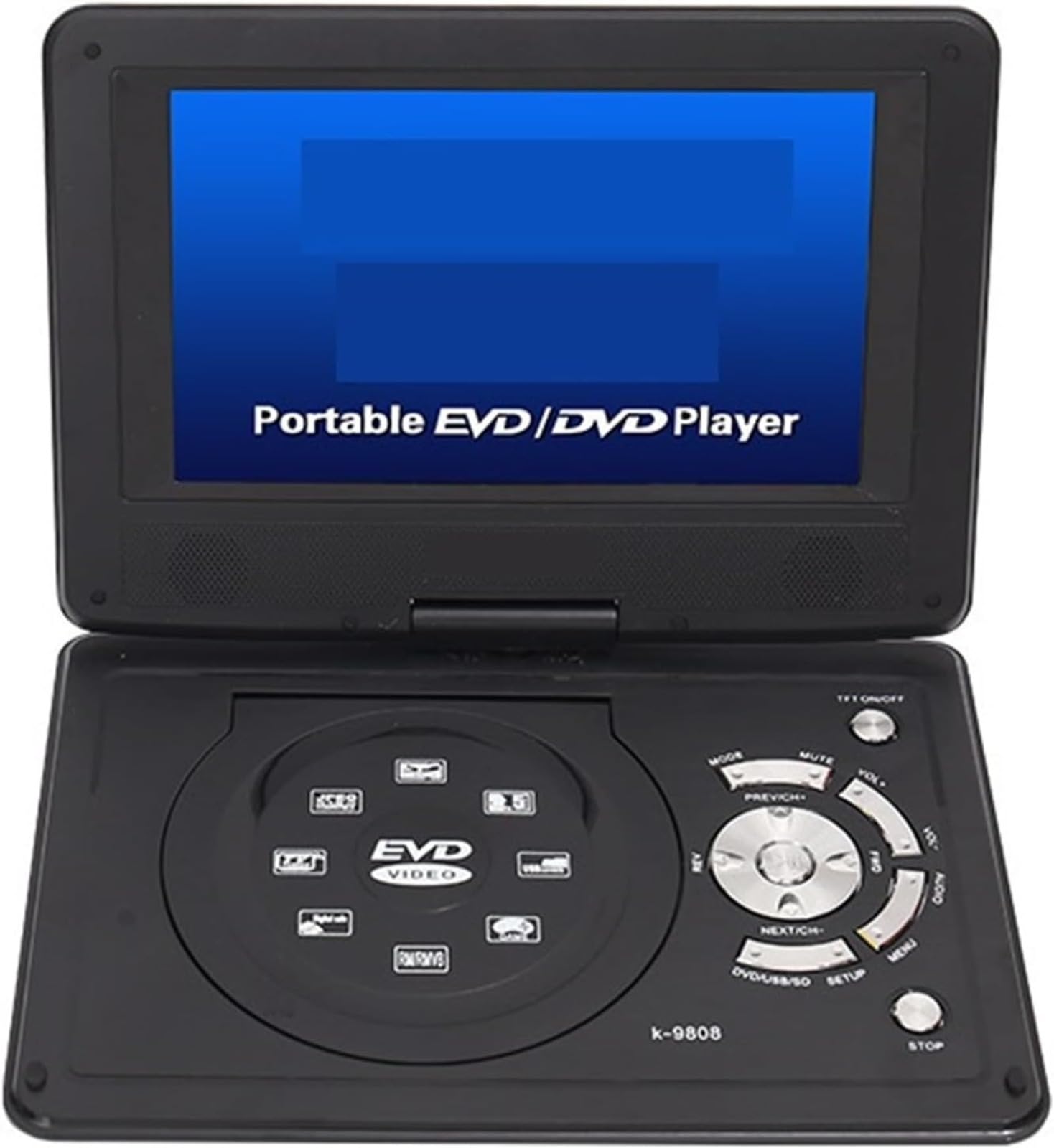 Lettore DVD portatile con schermo a libro, ricaricabile EVD Media Player con altoparlanti integrati, per viaggi in auto e uso domestico