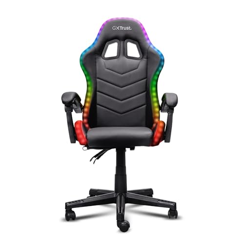 GX 704 Roniq Sedia da Gaming RGB con 178 Colori ed Effetti, Poltrona per Ufficio con Luci a LED, Regolabile in Altezza, Reclinabile, Videogiochi, Nero - Sedia gaming - Immagine 8