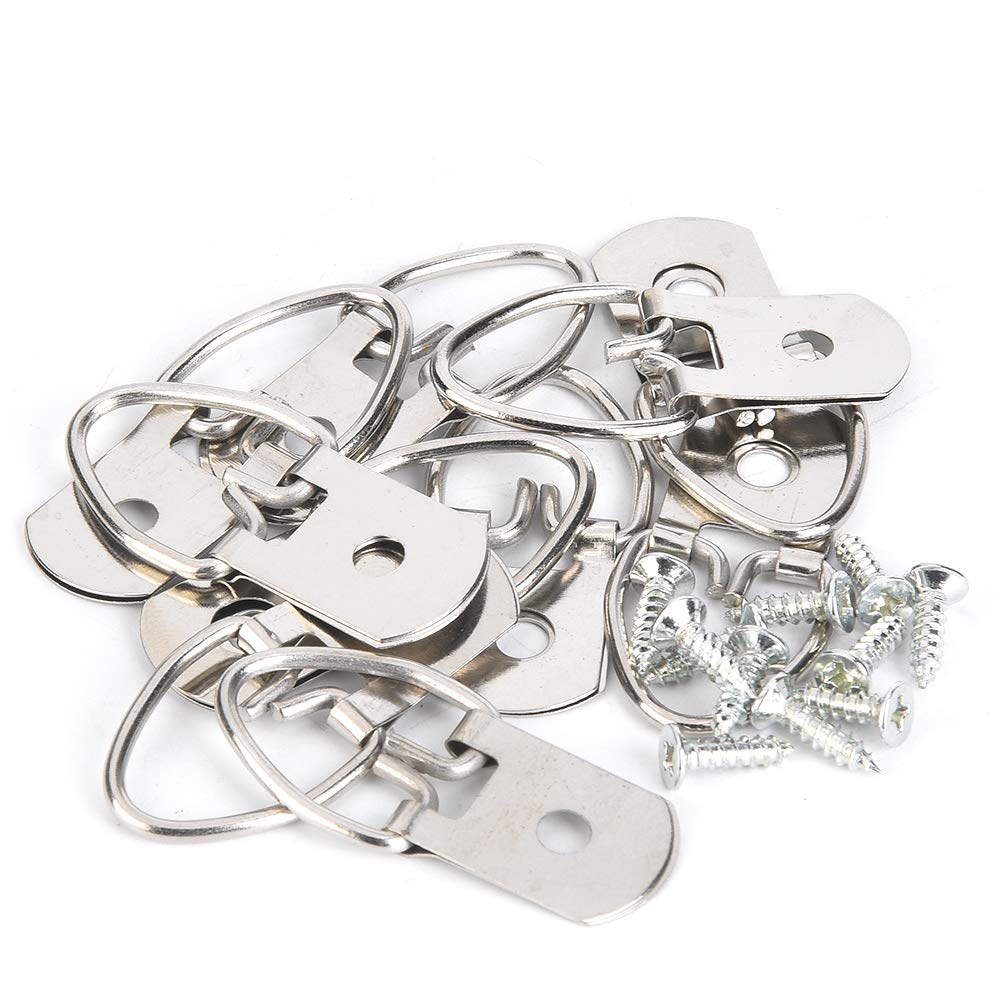 50 Sets Picture Hangers Kit with Screws, D Ring Picture Hangers Picture Frames Double Holes Clasp Picture Hanging Hardware Picture Hooks Picture Hang Solutions for Clock, Paintings (B)