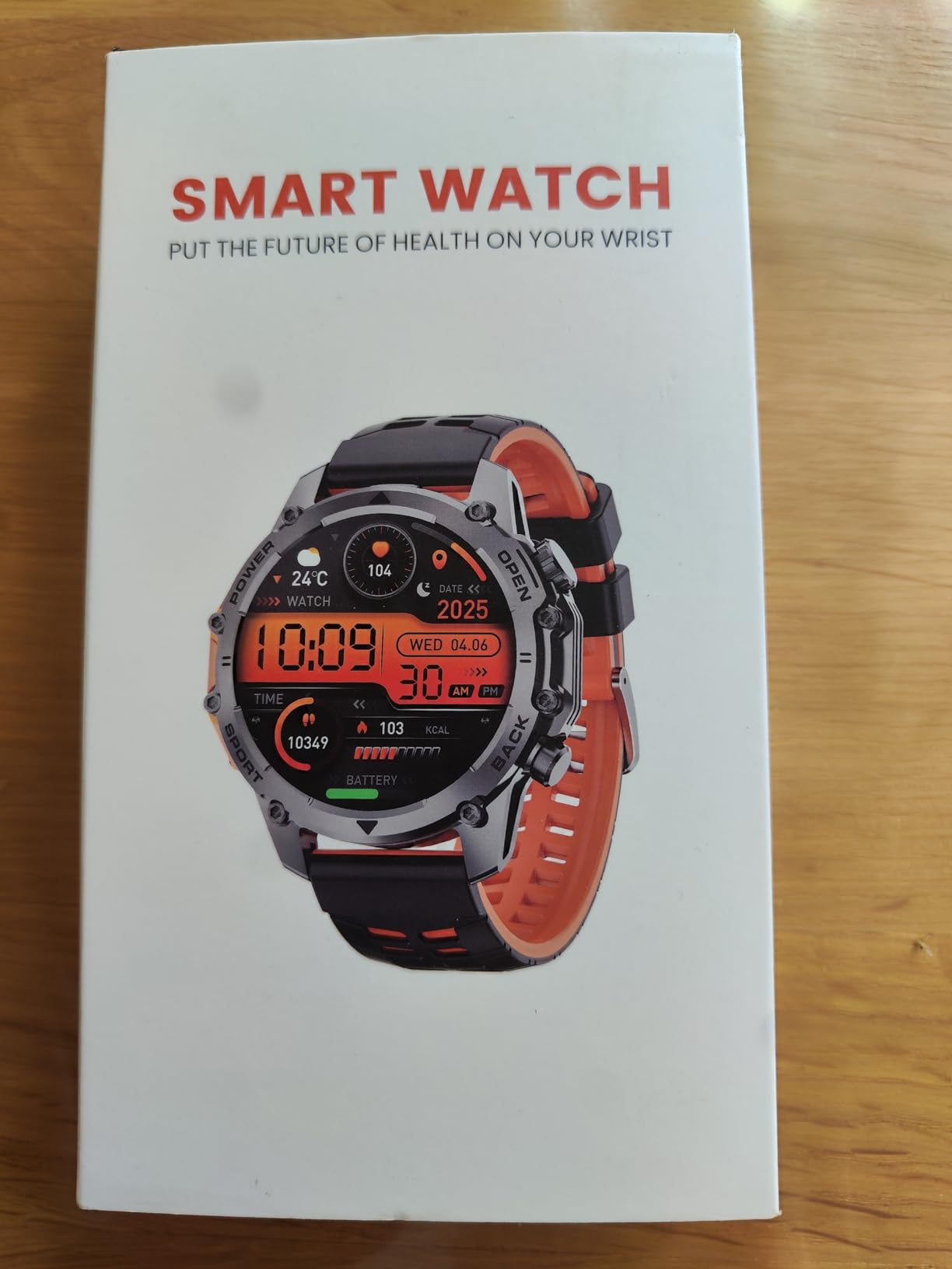 Hwagol Military Smartwatch on a wrist displaying a watch face