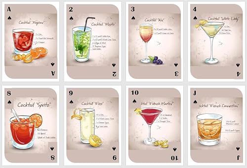 Miniatura 2 de Naipes para beber. Naipes con recetas de cócteles. Naipes de fiesta. Naipes estándar. Cartas de póquer. Cartas de puente.