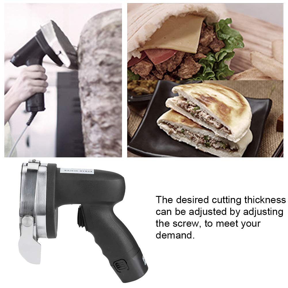 Cuchillo Eléctrico para Kebab, Cortador de Carne de Mano de Espesor Ajustable con Ergonómico Cómodo para Pollo con Carne de Cordero, Uso Comercial Doméstico