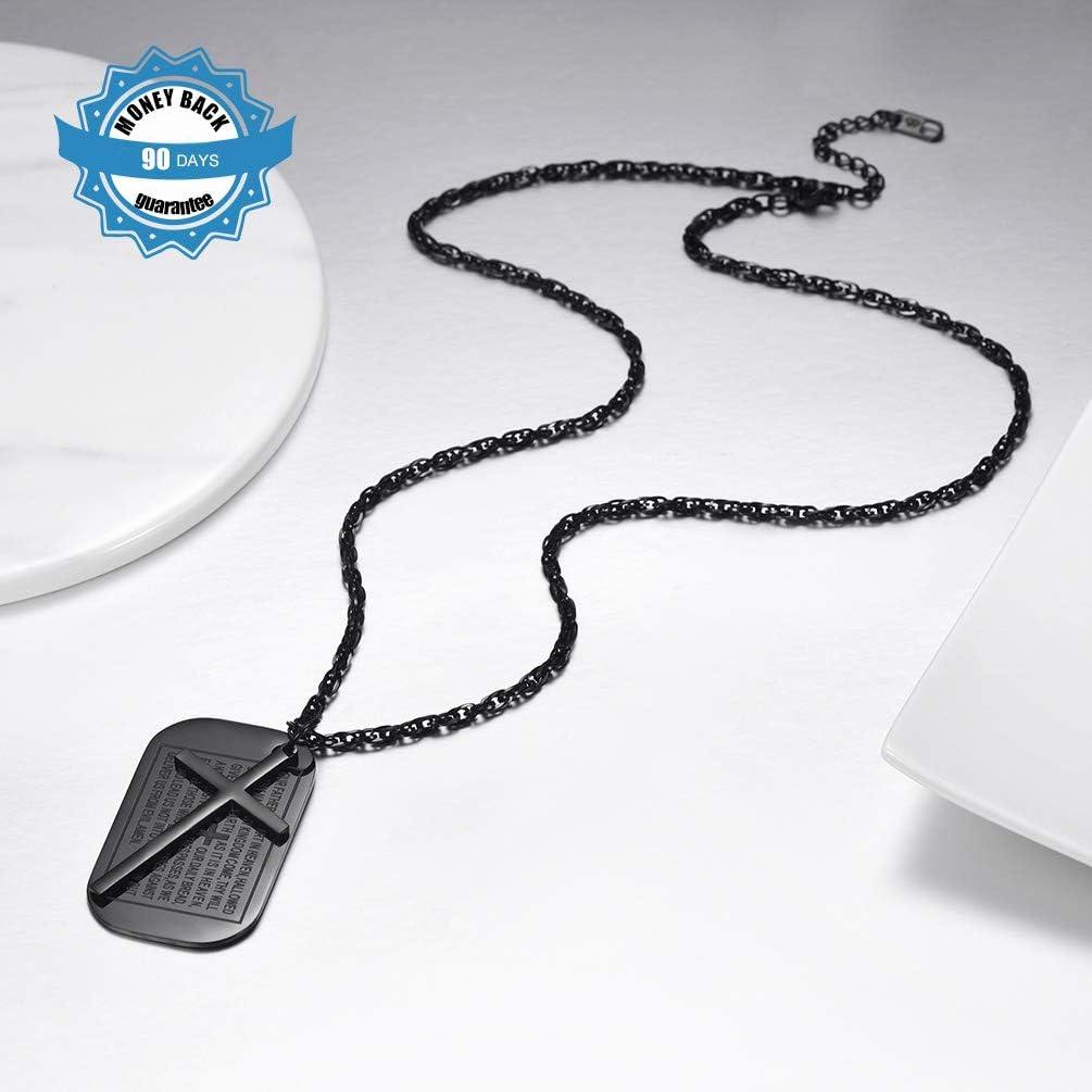 PROSTEEL Cross Necklace for Men Women, 316L Stainless Steel Dog Tag Cross/Dog Tags Military, Jesus Crucifix, Snake Cross, Black/Gold/Silver/Rose Gold/Blue Tone Cross Pendant, Come with Box - Image 3