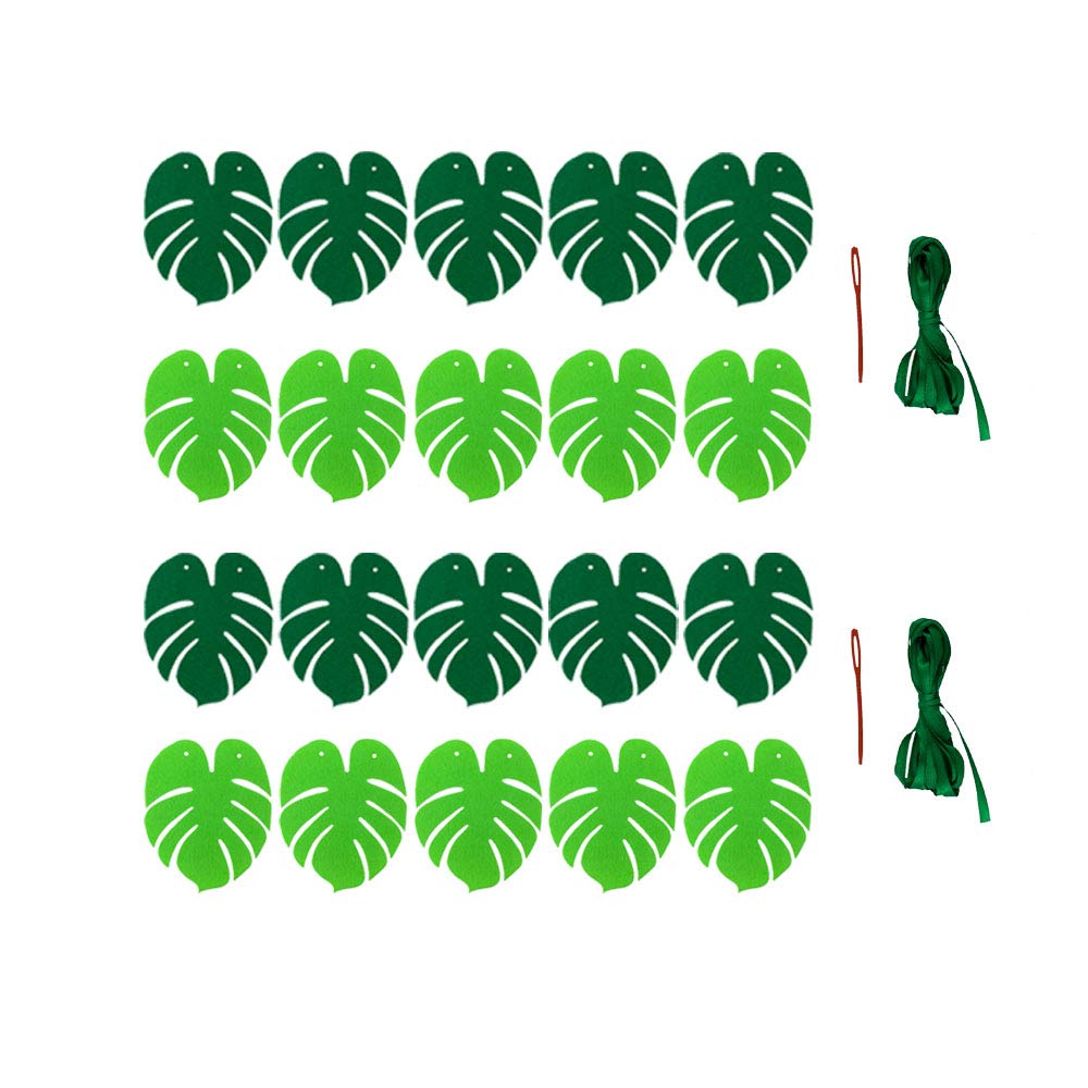 SaktopDeco Paquete de 2 pancartas de fieltro tropicales de hoja de palma hawaiana Luau para decoración de fiesta de cumpleaños y baby shower