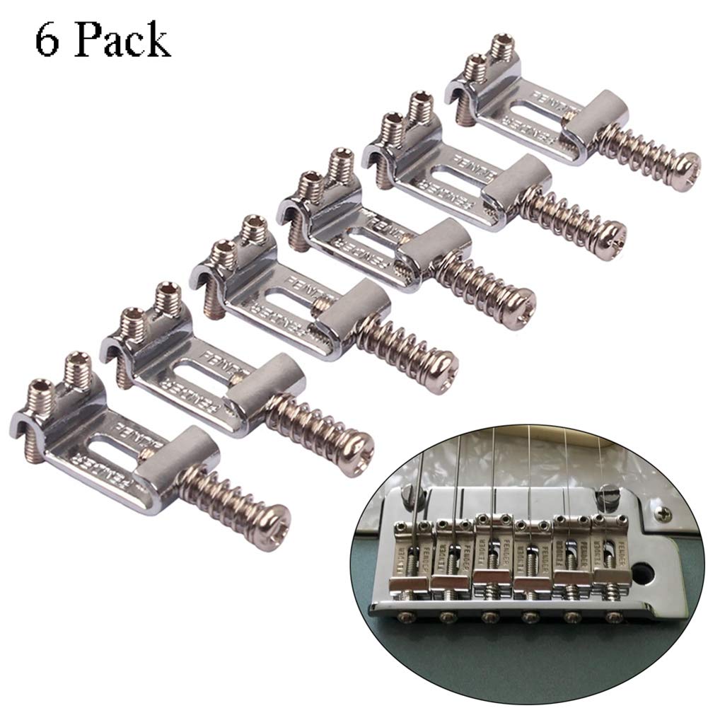 RuiJOTWAT 6 Pack Roller Tremolo Bridge Saddles for Electric Guitars Silver - Image 3