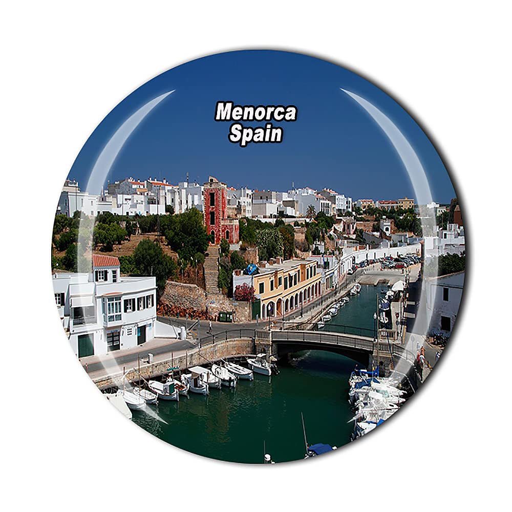 Spain 3D Menorca Refrigerator Fridge Magnet Crystal Glass Magnet Tourist Travel Souvenir Collection Gift Magnetic Sticker Home Kitchen Decoration