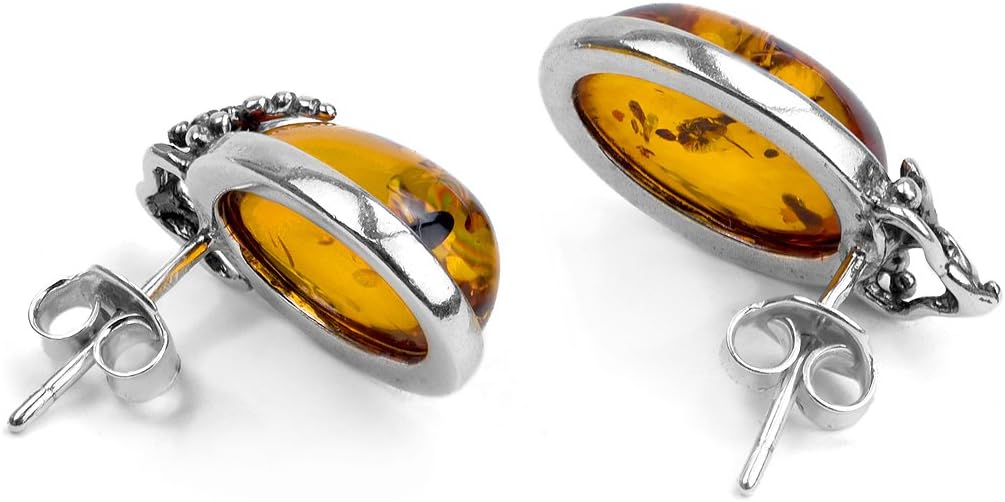 Ian and Valeri Co. Amber Sterling Silver Grape Oval Stud Earrings