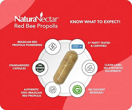 Miniatura 8 de NaturaNectar Propóleos Red Bee | Contenido certificado por NSF | Propóleo brasileño premium | Apicultura ética y de origen natural | 60 cápsulas
