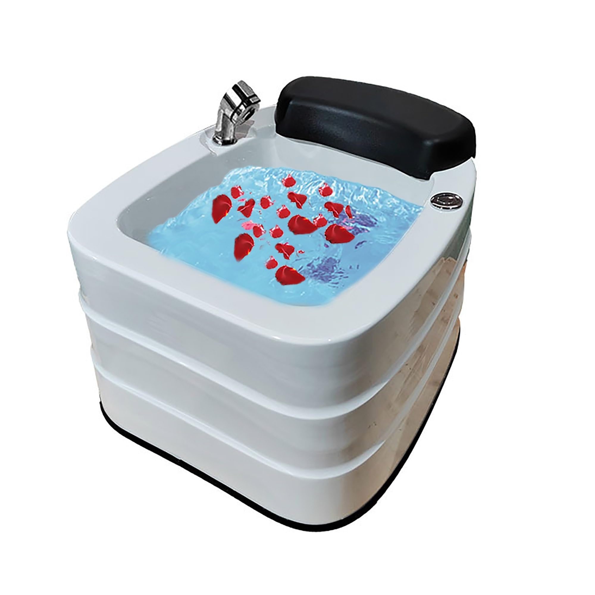 Fußbad mit Massagefunktion aus Acryl, Fußsprudelbad, Pediküre-Schüssel, mit Fußkissen aus schwarzem PU, Fußbadwanne, Pediküre-Waschbecken für das Fußbad zu Hause zum Waschen im Pediküre-Stuhl im Salon