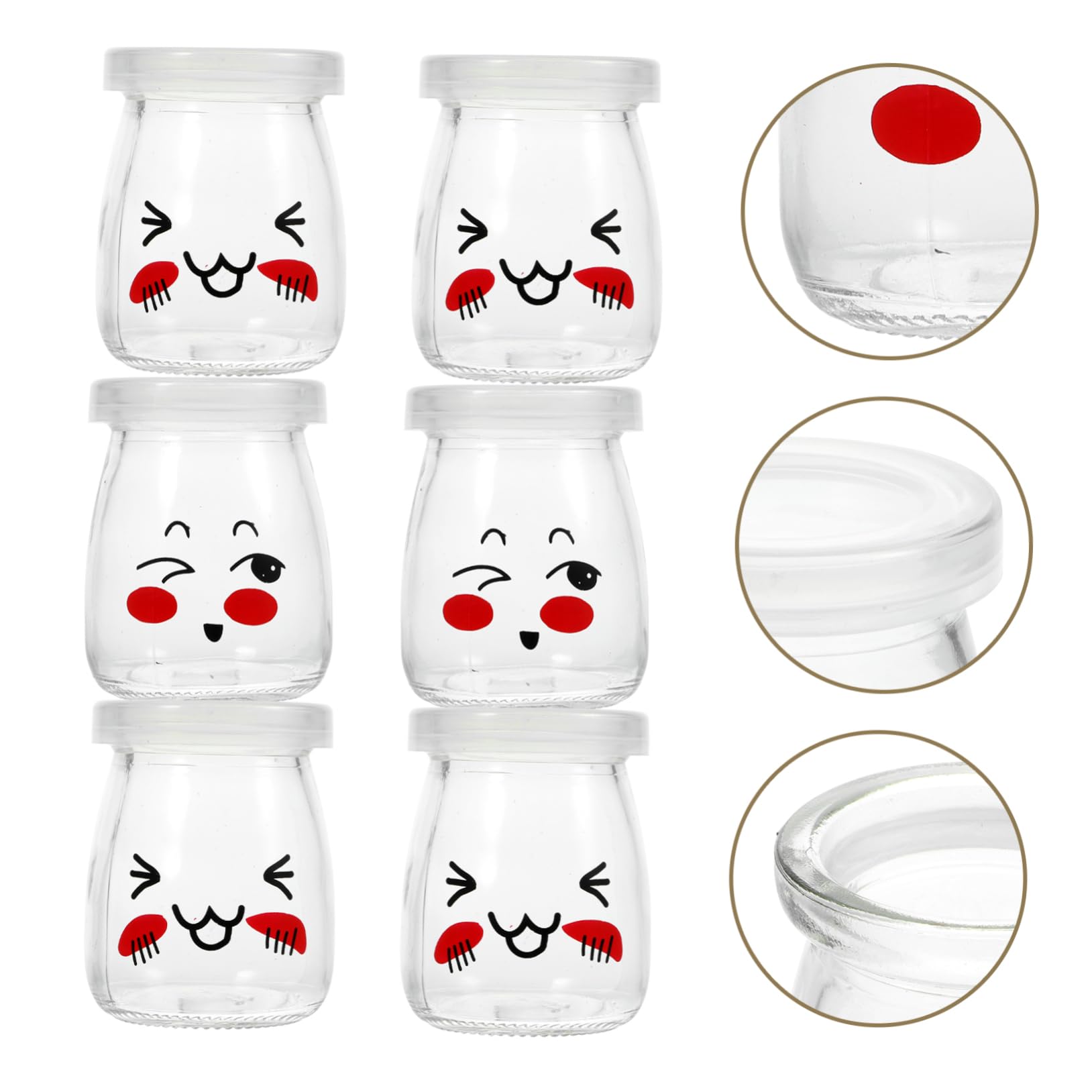 6 Stück Teiliges Pudding Flaschen mit Großem Transparente Yogurt Gläser Lebensmittelechte Aufbewahrung für Marmelade und Desserts Wiederverwendbar und Spülmaschinenfest