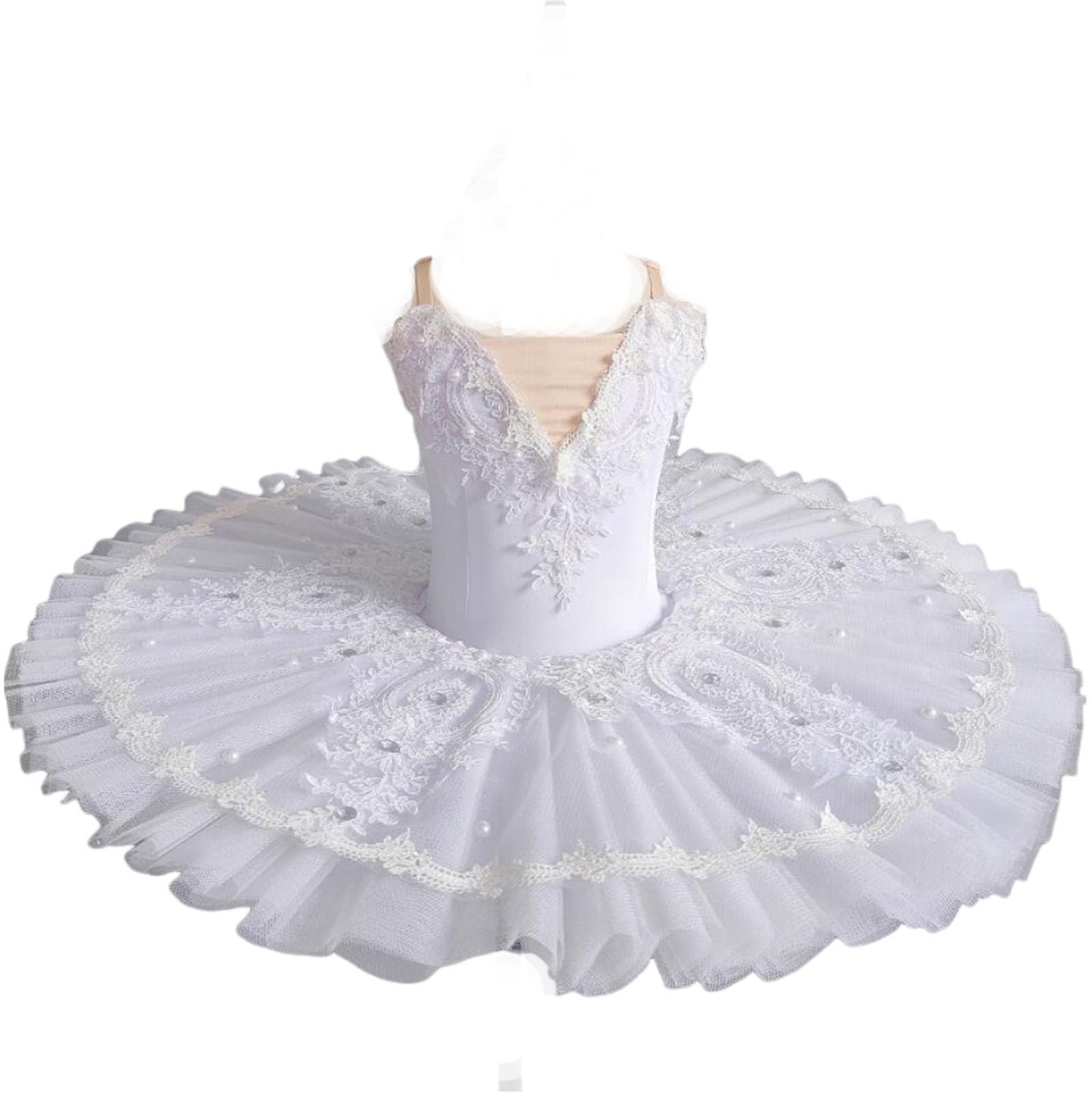 Vestido de Ballet para Niñas Tutú de Ballet Disfraz de Cisne para Niñas Falda Bordada para Fiestas Y Competiciones Ropa de Entrenamiento Diario.