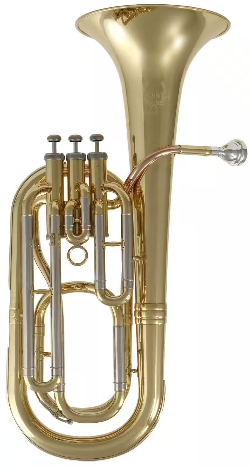 Woodbrass WSH200 - Saxhorn Baryton Si♭ Verni – Instrument à vent Débutant Prêt à Jouer, Laiton Verni, 3 Pistons, Étui Sac à Dos & Embouchure Inclus